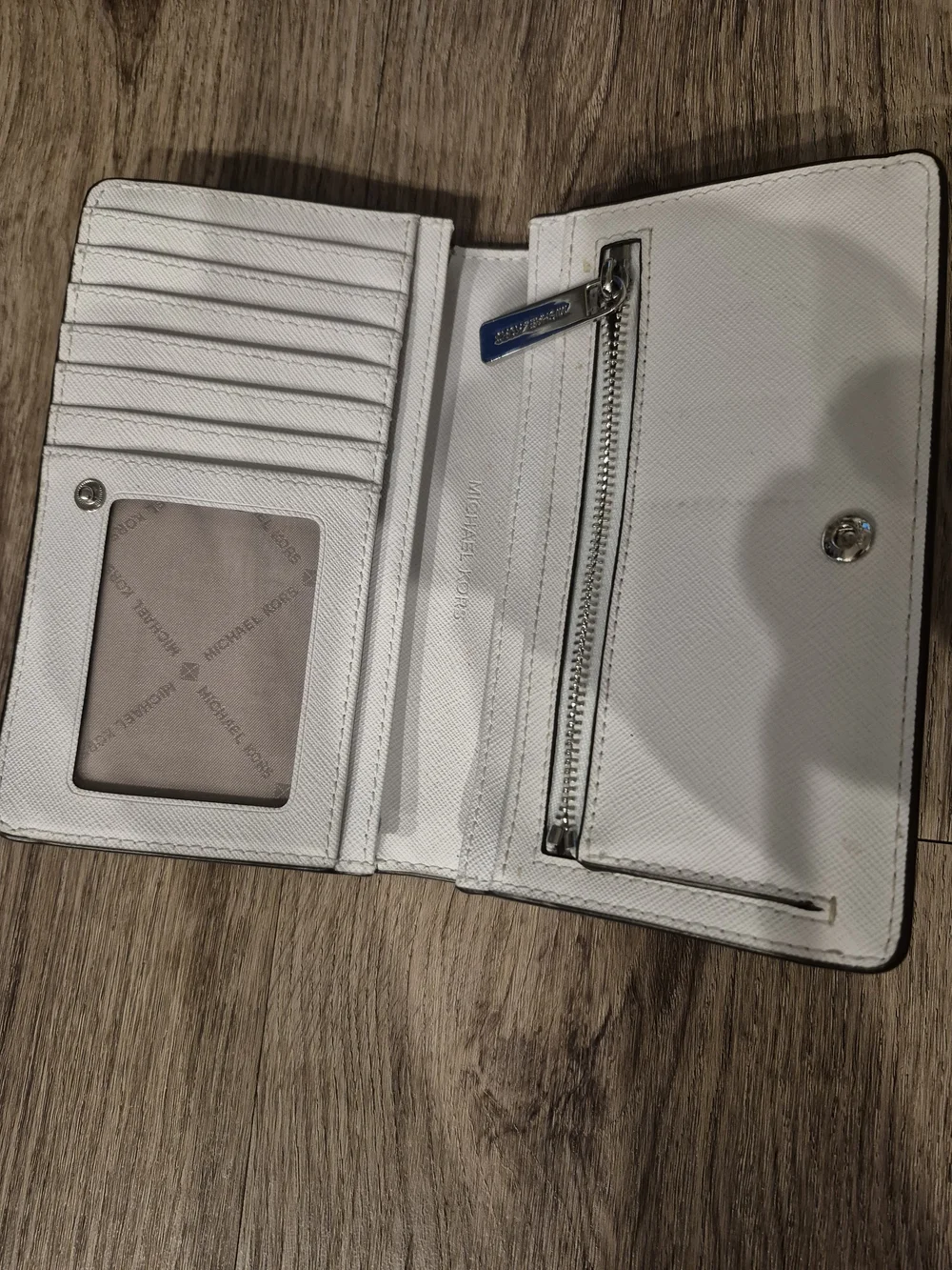 Michael Kors Ivory Leather Wallet with Silver Logo